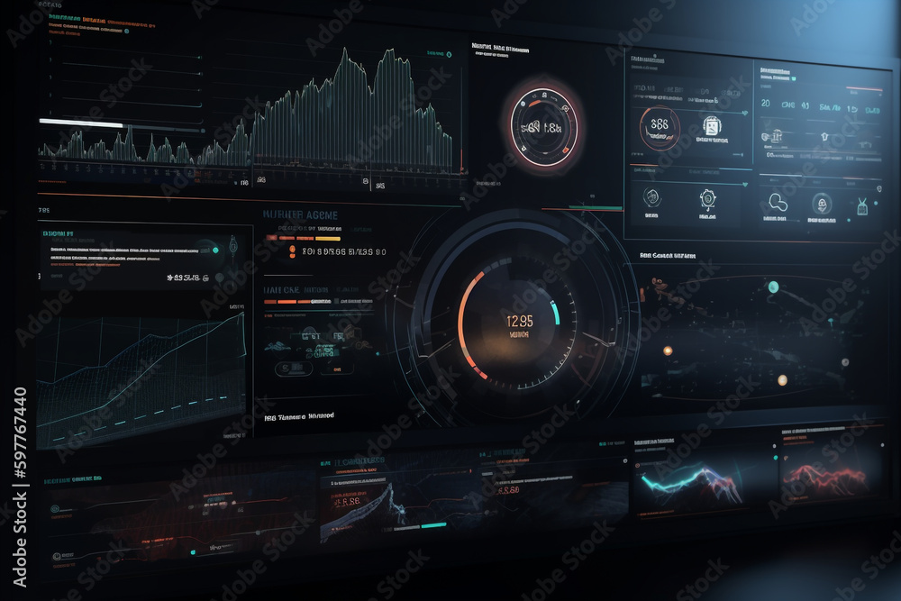 Fototapeta premium Analytics dashboard with charts, graphs and KPI