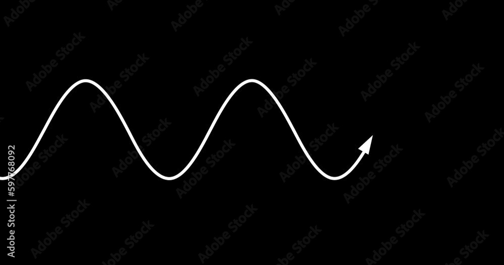Sinusoid drawing with arrow from left to right white on black. Cartoon animation physics mathematics science. Scientific drawing animated. Sine wave good as alpha channel or overlay. Sinusoid drawing with arrow from left to right white on black. Cartoon animation physics mathematics science. Scientific drawing animated. Sine wave good as alpha channel or overlay.