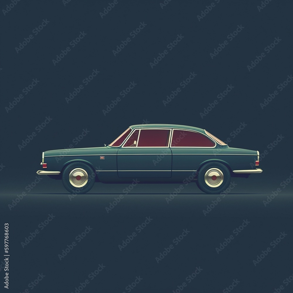Classic Car Illustration, minimalistic style, generative ai