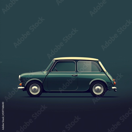 Classic Car Illustration  minimalistic style  generative ai