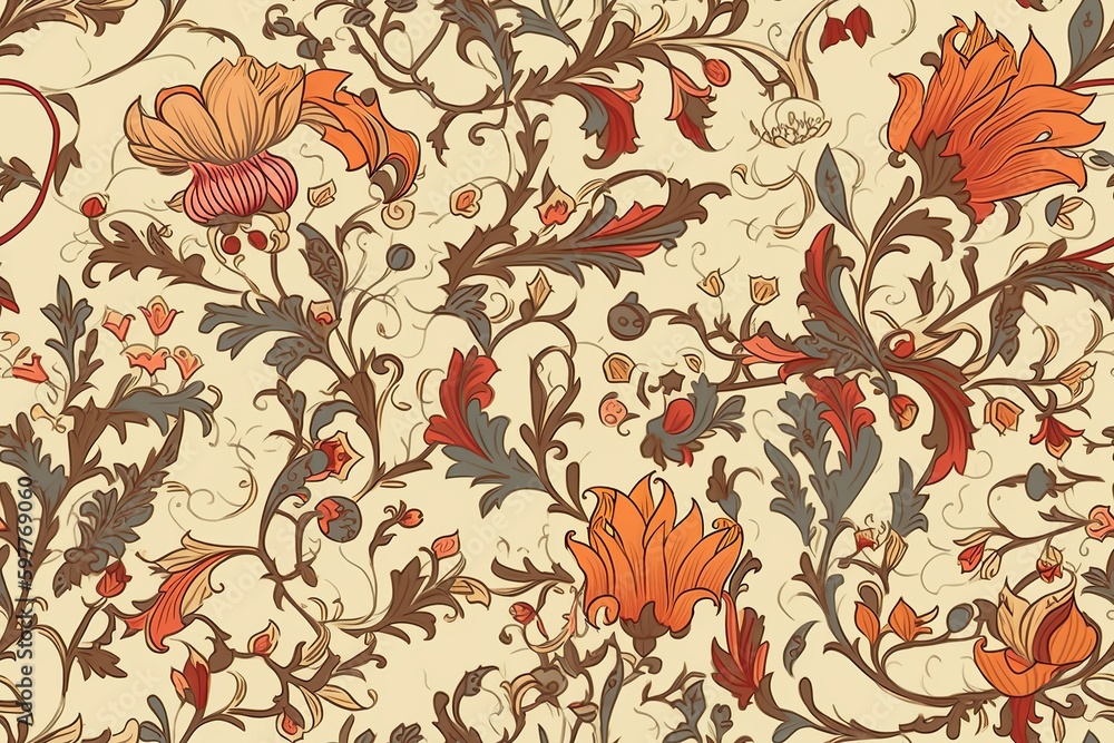 Seamless floral pattern, Generative AI Seamless floral pattern, Generative AI