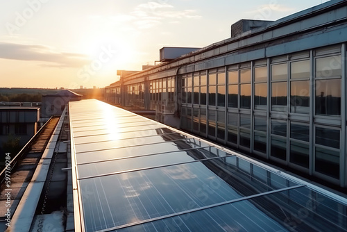 Solar panels outdoors  alternative energy concept  generative ai.