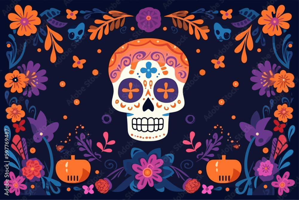 Cinco de mayo festival illustration, flat dia de muertos vector background Cinco de mayo festival illustration, flat dia de muertos vector background