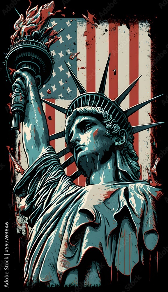 Obraz premium statue of liberty art. Generated with ai.