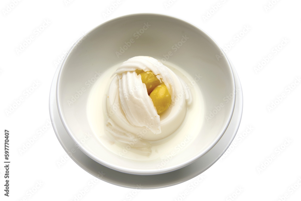 Thai Dessert Coconut Pudding With Coconut slice
Thai Dessert Coconut Pudding With Coconut slice