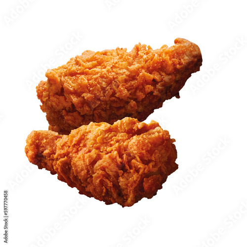 set of spicy wing fried chicken isolated on white background	
