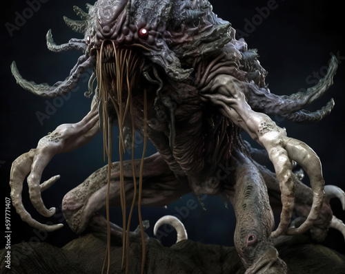 Horrifying alien creature. Digitally generated ai image © 0livia