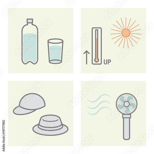 熱中症対策のイラストセット