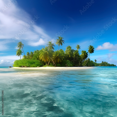 Tropical island of Maldives created with Generative AI technology.