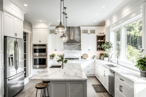 Beautiful Elegant Kitchen, Stainless Steel Appliances, Interior Design, Décor  © Khaled