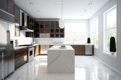 Beautiful Elegant Kitchen, Stainless Steel Appliances, Interior Design, Décor 