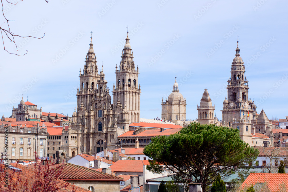 Vista horizontal de la Catedral de Santiago de Compostela desde La Alameda