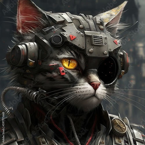 Obraz na płótnie Futuristic War Cat 2