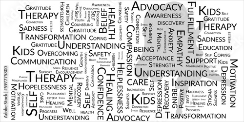 Mental health word cloud isolated on a white background