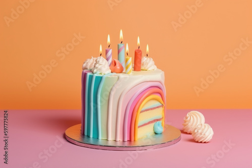 A beautiful cake for children for their birthday, Generative AI