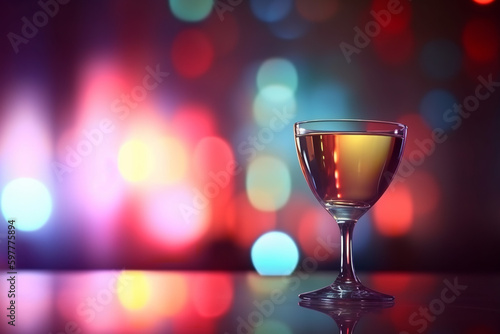 A glass of cocktail with glowing light background, Generative AI