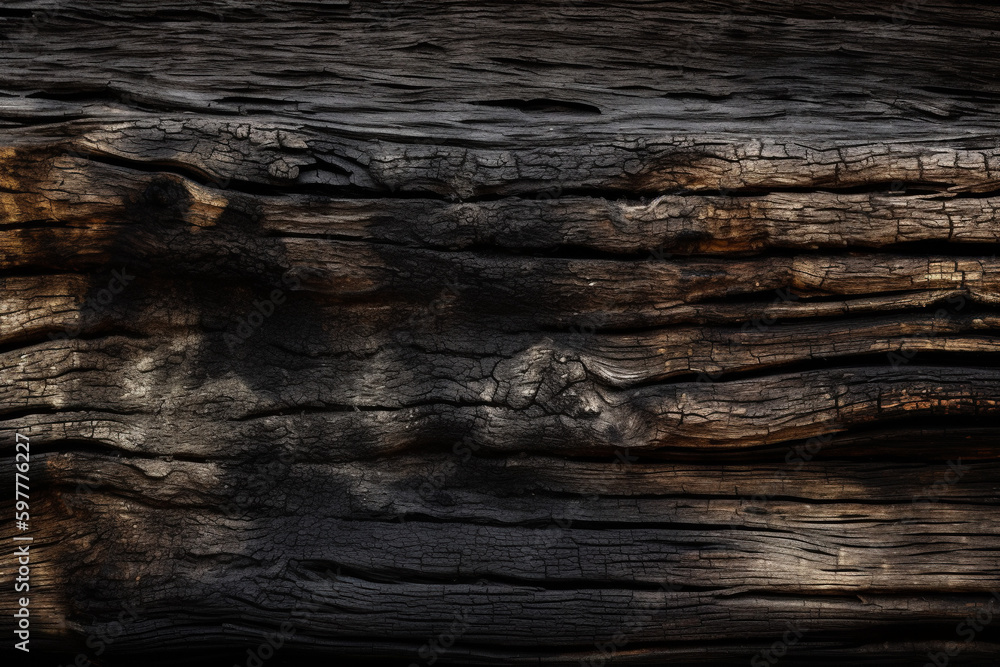 Dark burnt wood texture, Generative AI Dark burnt wood texture, Generative AI