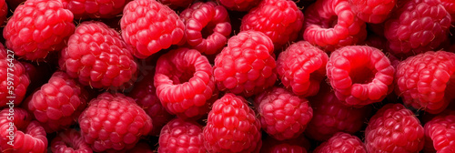 Fresh raspberries background closeup  Generative AI