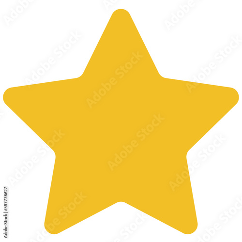 Gold star icon, yellow color curved corner cute flat style rank, rating concept vector. Trendy design graphic for web, mobile, app, UI, logo, game, stamp, label symbol isolated background.