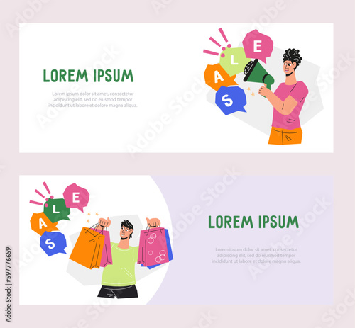 Sale promo banners bundle for online stores or retail, vector illustration. Special offer or seasonal sale events, discounts promotion banner or flyer templates set.