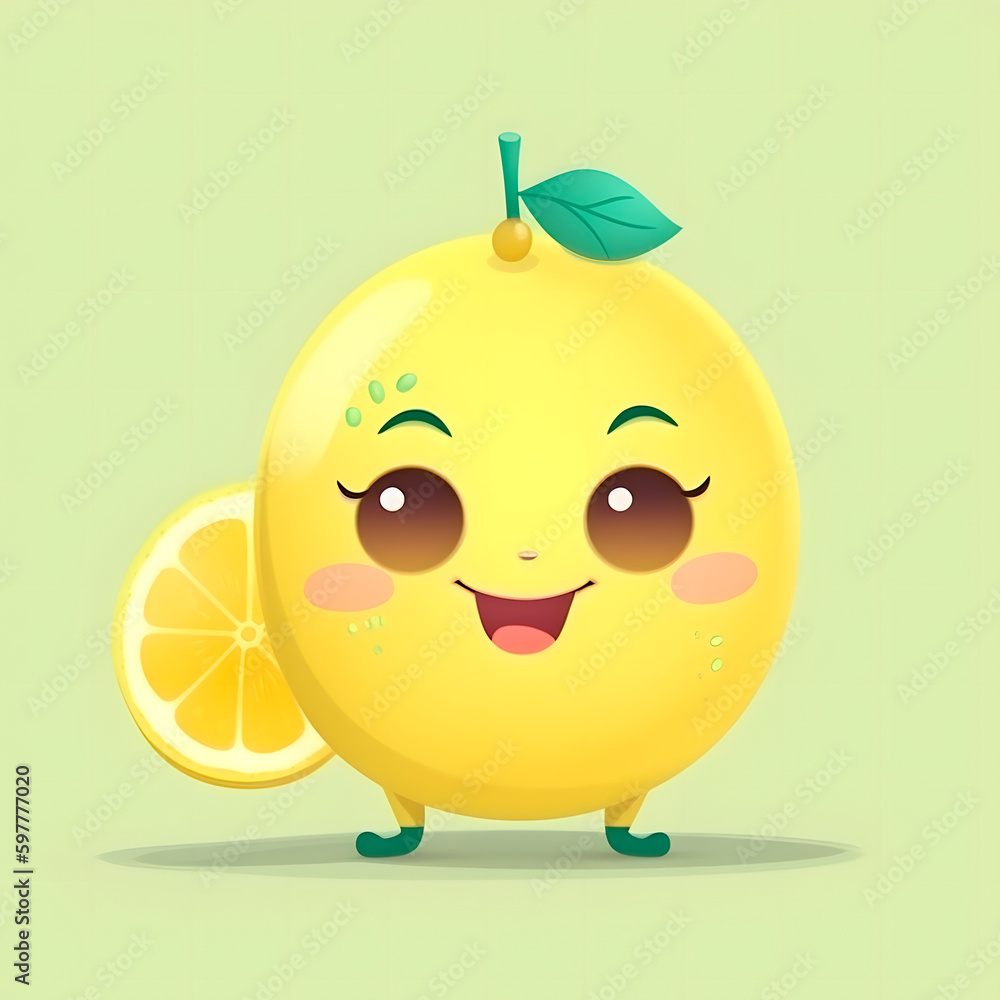 Ilustration of cute lemon created with Generative AI technology. Ilustration of cute lemon created with Generative AI technology.