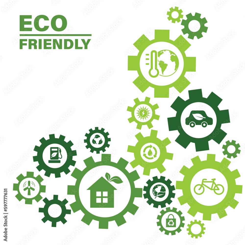 eco friendly, ecology, green technology and environment symbols.