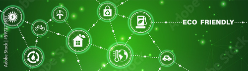 eco friendly, ecology, green technology and environment symbols.