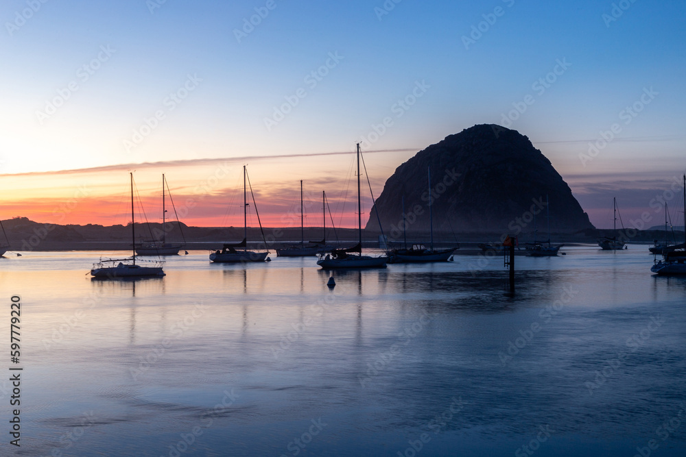 A view on a Pacific ocean shore in Morro Bay CA