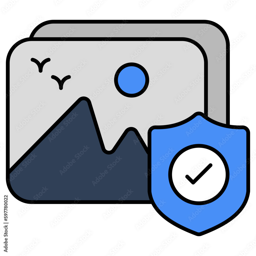 A flat design icon of secure landscape A flat design icon of secure landscape