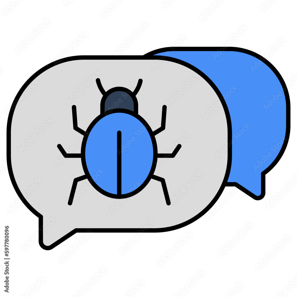 Conceptual flat design icon of infected chat Conceptual flat design icon of infected chat