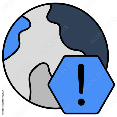 Globe with caution denoting concept of global error 