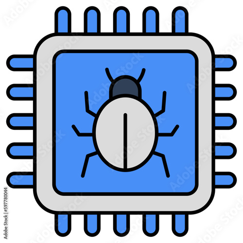 Perfect design icon of infected processor