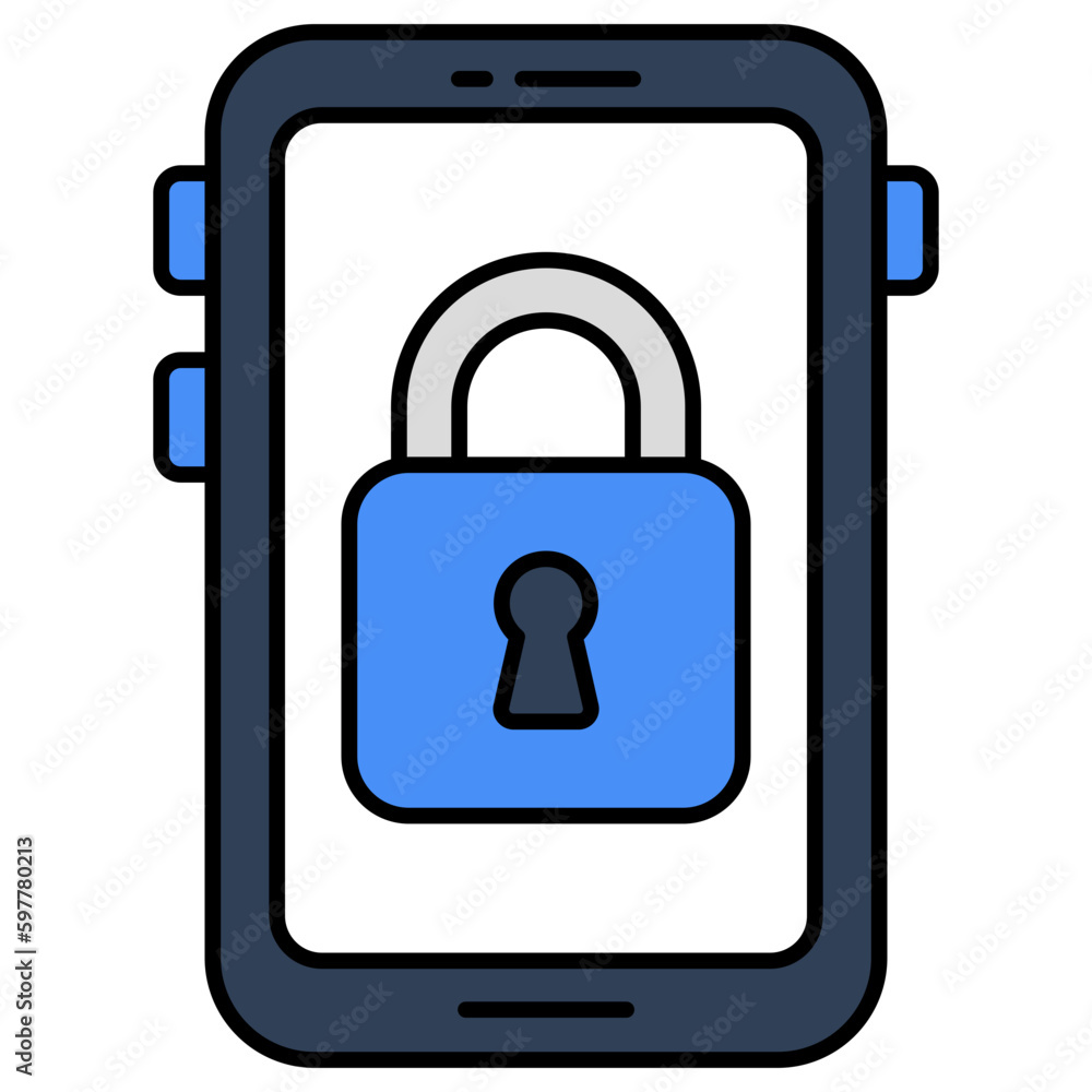 Conceptual flat design icon of mobile security Conceptual flat design icon of mobile security