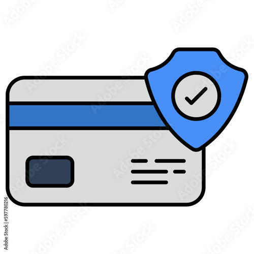 A flat design icon of secure card payment 