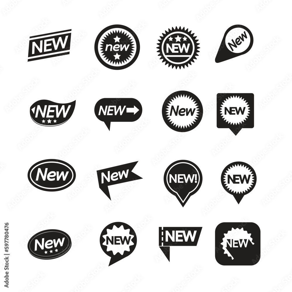 Set of labels New Icon for website and communication