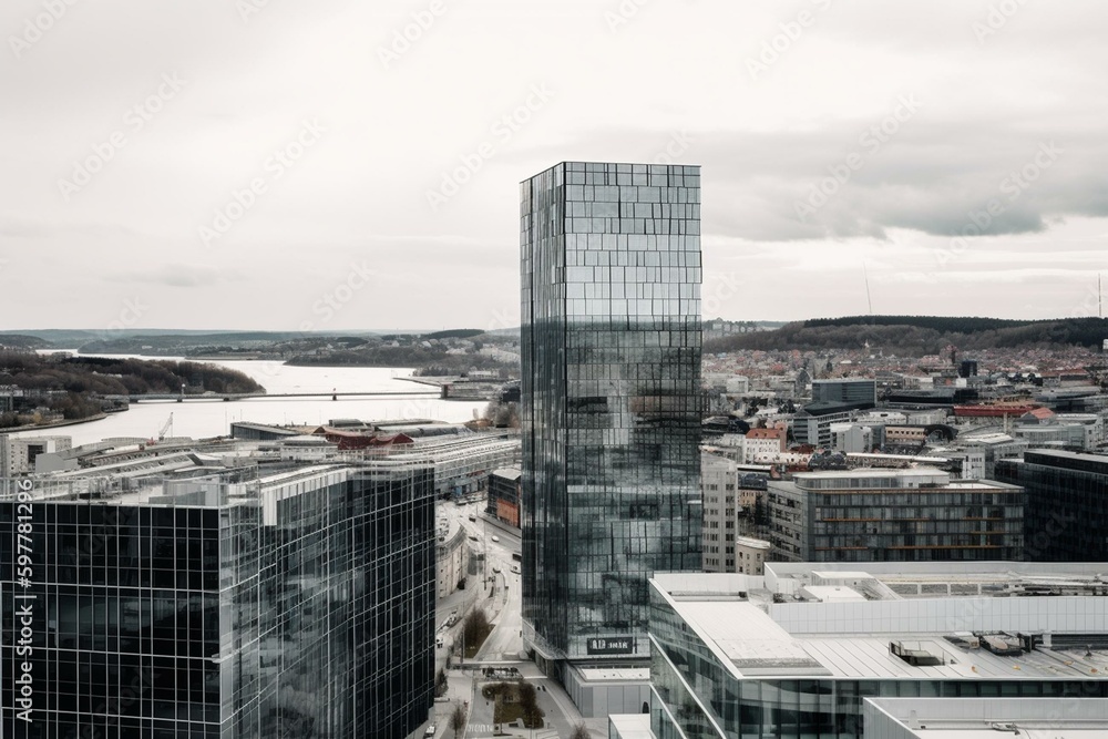 Panoramic view of modern Oslo architecture. Generative AI