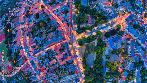 city of wittenberg germany saxony blue hour drone aerial view down photo