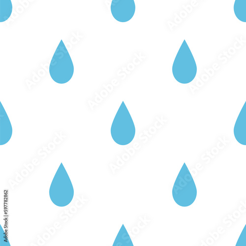 Light blue raindrops, water droplets seamless pattern