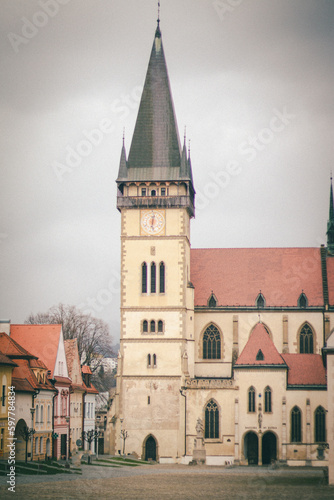St. Basilica Giles, Bardejov, Slovakia, vintage style photo