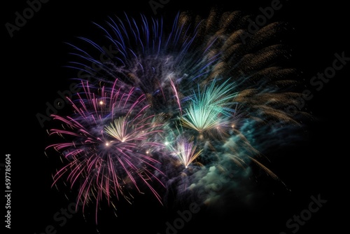 Abstract colorful firework display for celebration anniversary background