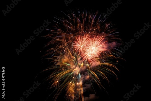 Abstract colorful firework display for celebration anniversary background