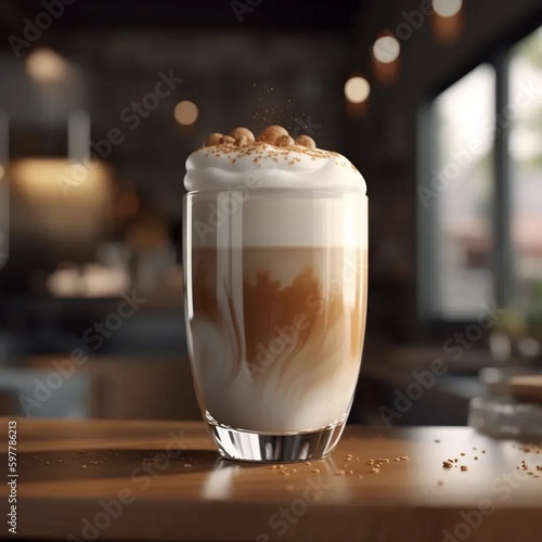 Coffee frappe on a table in close-up.
