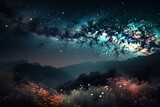 Colorful cosmos with nebula and stars beyond Milky Way. Generative AI