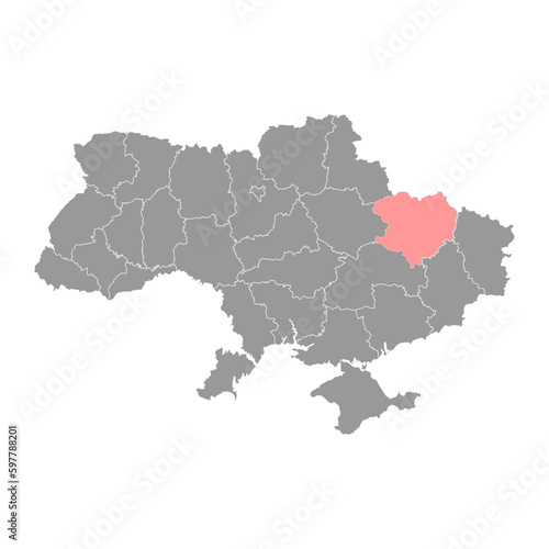 Kharkiv Oblast map, province of Ukraine. Vector illustration.