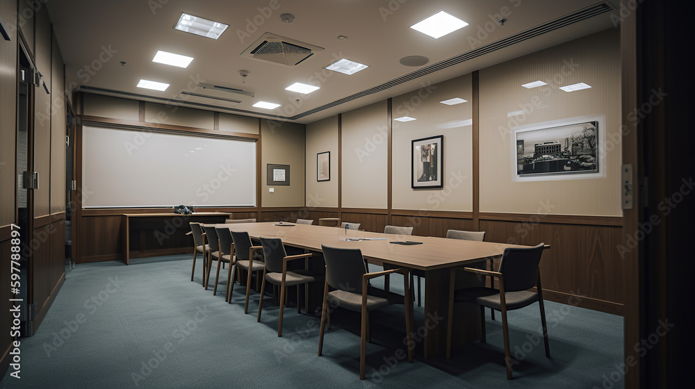 Empty Modern meeting room, generative ai