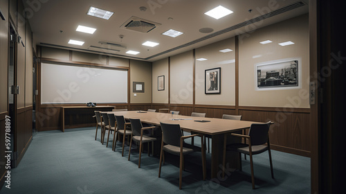 Empty Modern meeting room, generative ai