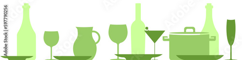 Wine bottle with wine glass icon or silhouette. Alcohol symbol. Vector illustration.	
