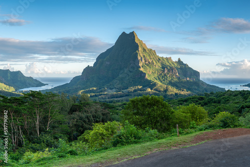 Mount Rotui at sunrise, Moorea island, French Polynesia