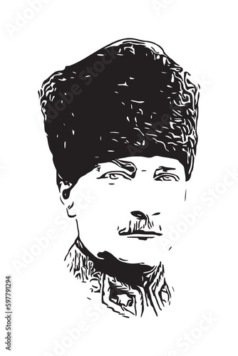 Ataturk portrait vector sketch illustration