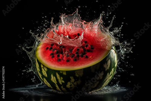 watermelon and splash. Generative AI